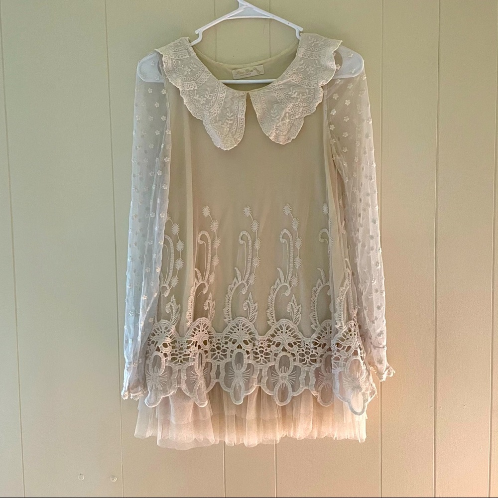 EUC vintage tulle lace tunic/mini dress